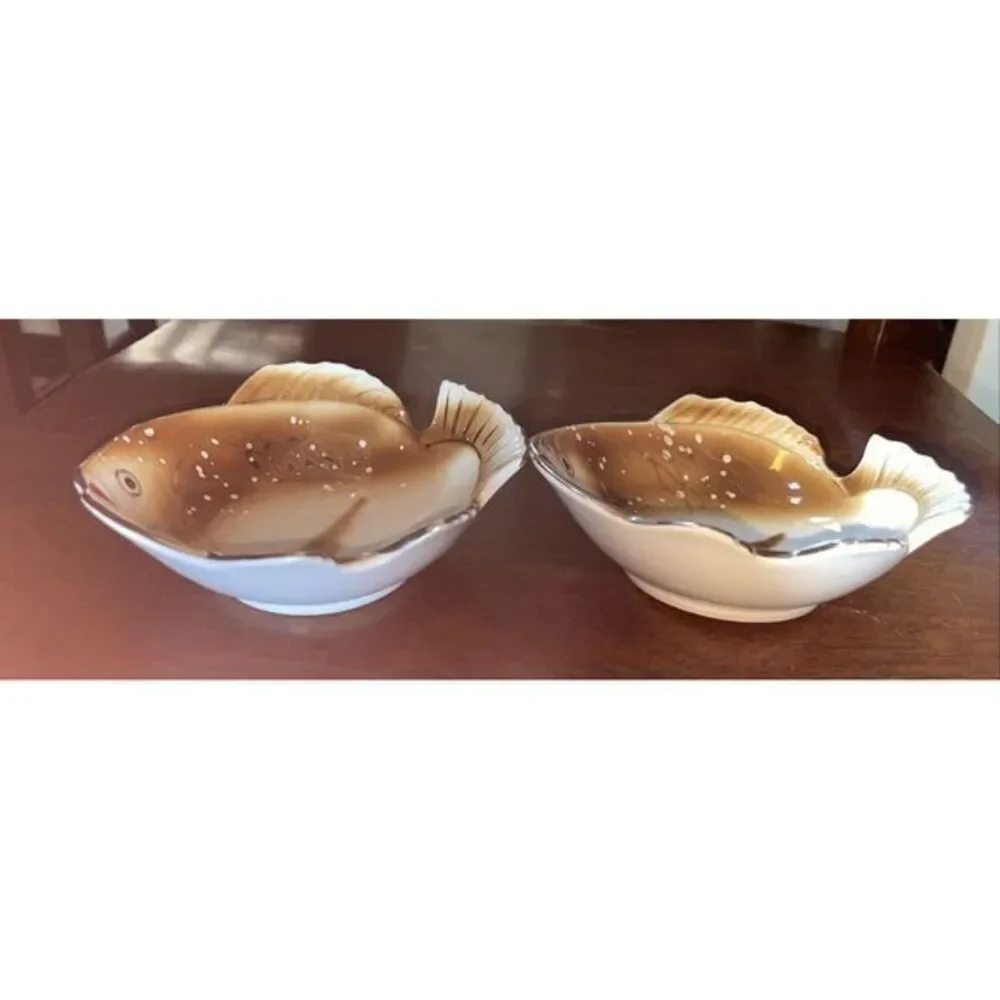 2 CERAMIC‎ MULTICOLORED FISH DIP BOWLS By Gao 5